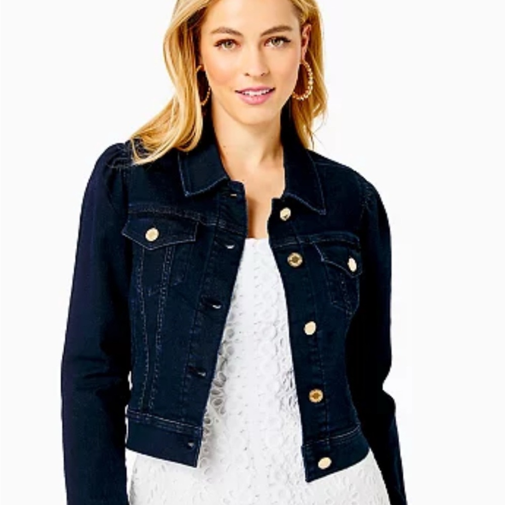 Lilly Pulitzer dark navy laylani denim Jacket size M